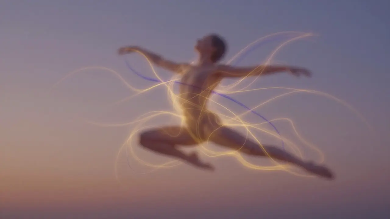 Abstraktní znázornění těla obklopeného jemnými energetickými čarami, symbolizujícími tantrickou vědomost bez cíle.