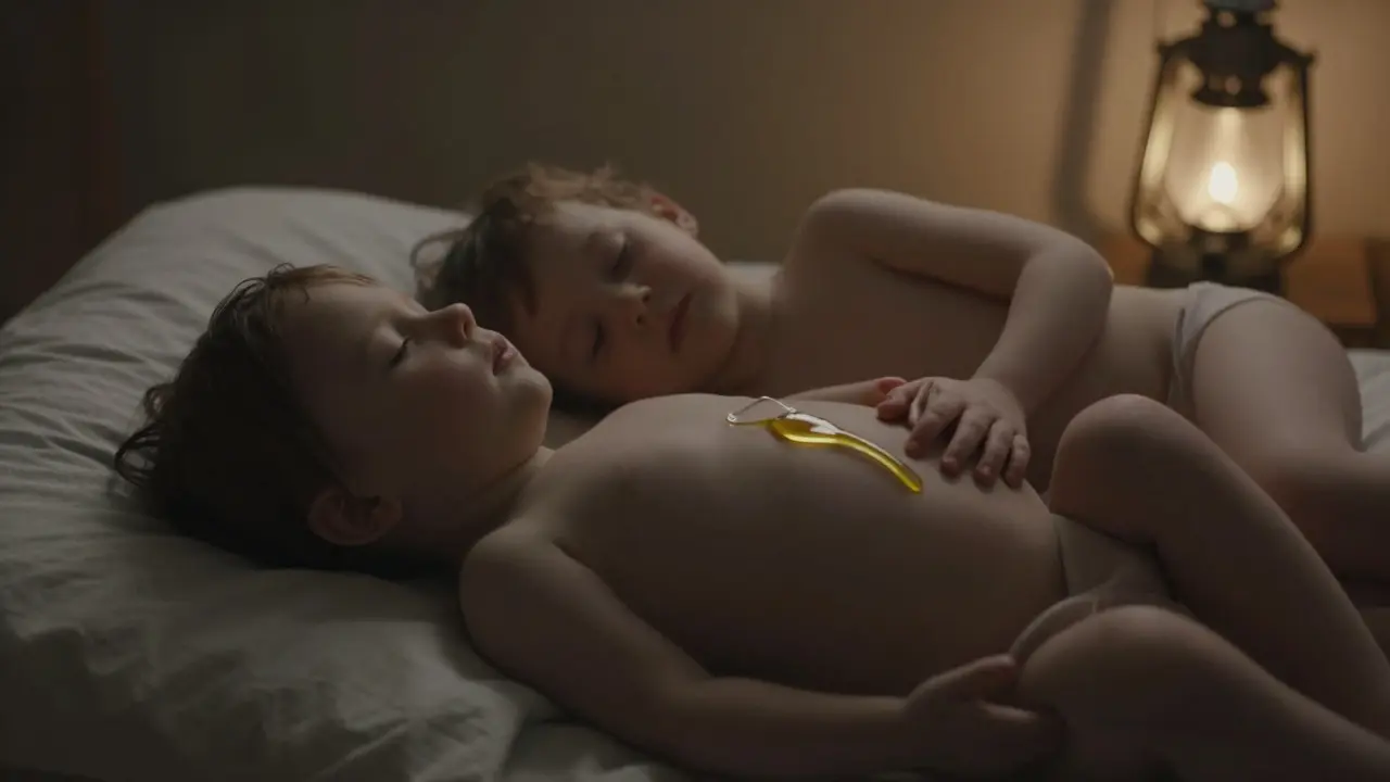 Dvojice se leží jako lžičky, jedna ruka na břiše, druhá na hrudníku, v klidném, bezpečném prostředí.