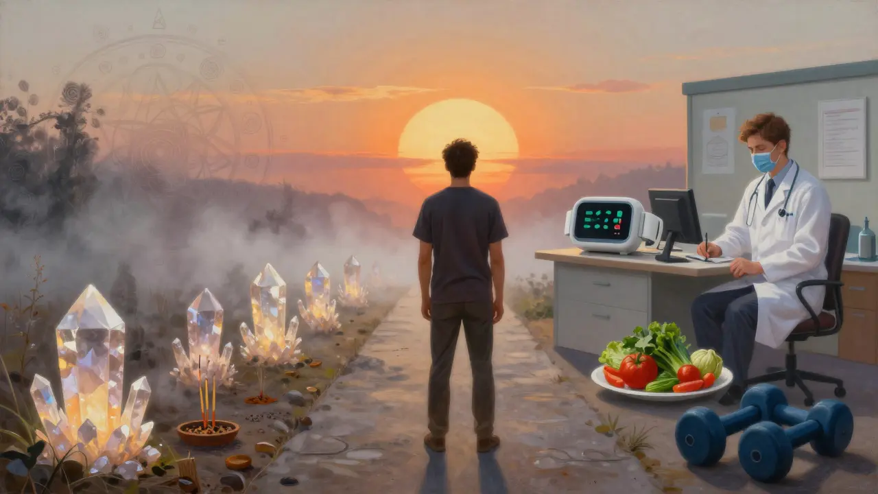 Muž stojí mezi cestou tantry a vědecky podloženou léčbou andropauzy.