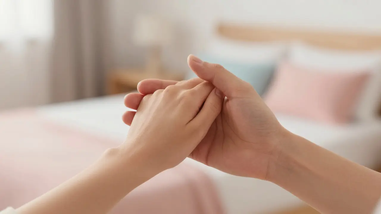 Ruce držící se za prsty jako symbol partnerské podpory